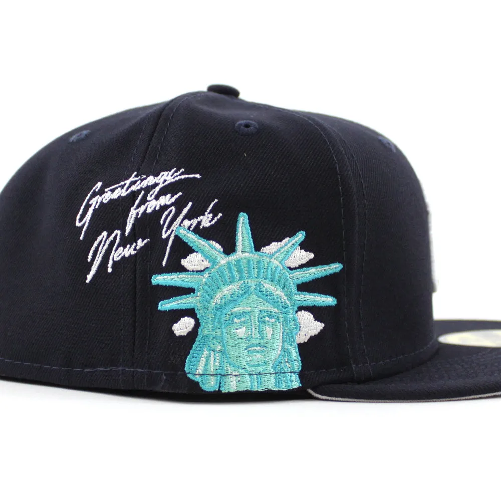 New York Yankees CLOUD ICON Statue Of Liberty New Era 59Fifty Fitted Hat (Team Color Gray Under Brim)