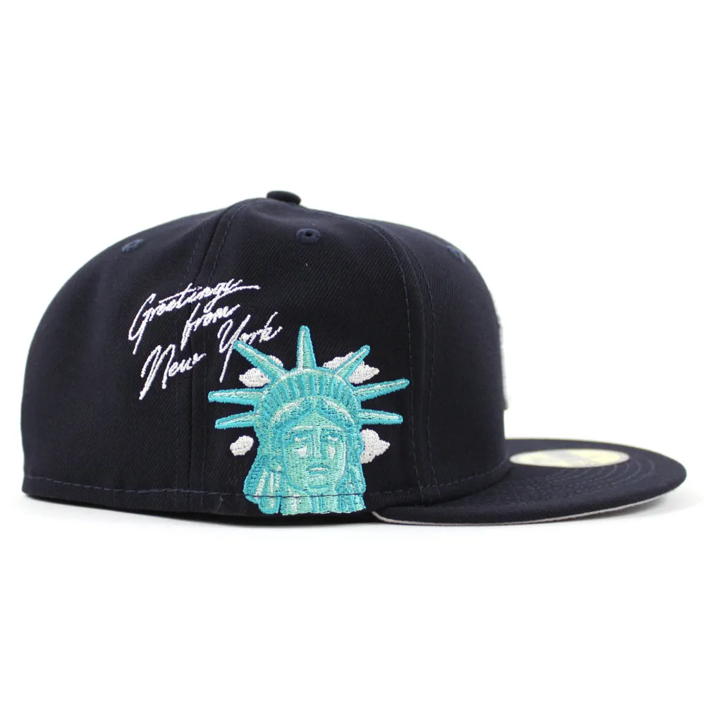 New York Yankees CLOUD ICON Statue Of Liberty New Era 59Fifty Fitted Hat (Team Color Gray Under Brim)