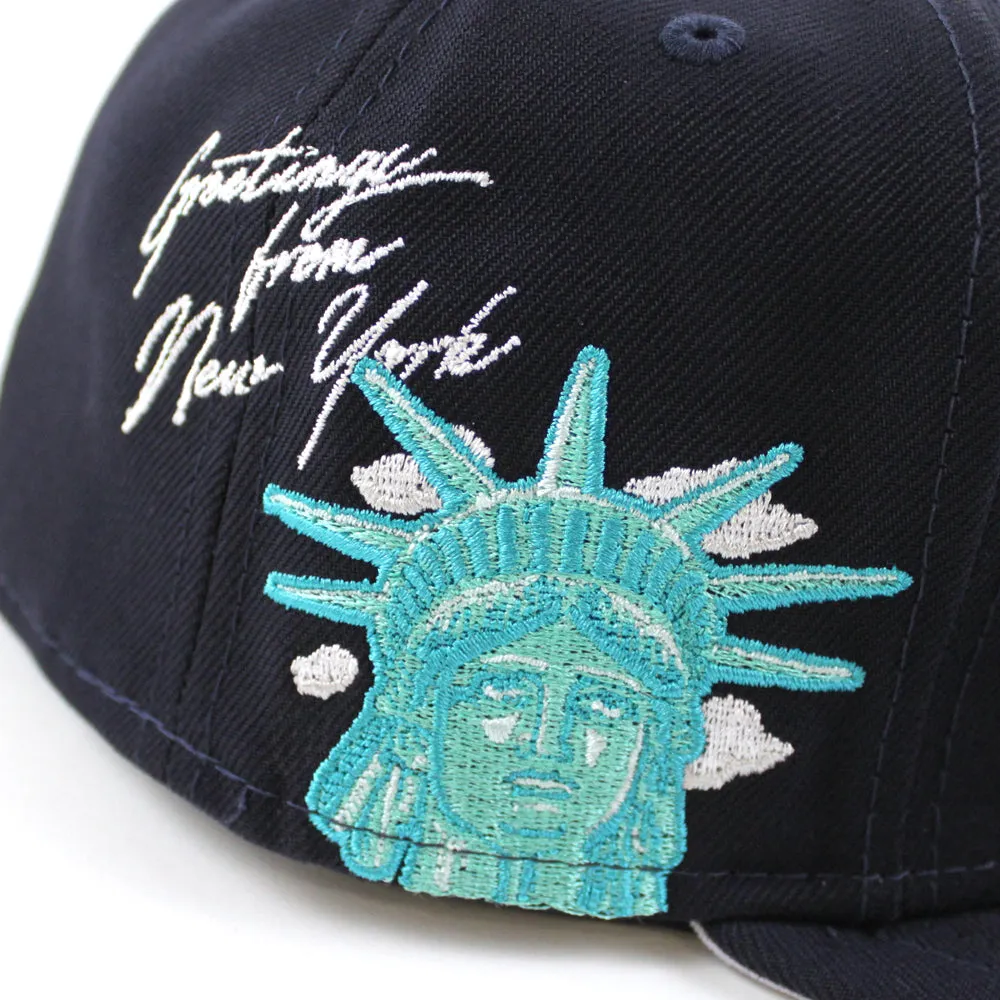 New York Yankees CLOUD ICON Statue Of Liberty New Era 59Fifty Fitted Hat (Team Color Gray Under Brim)