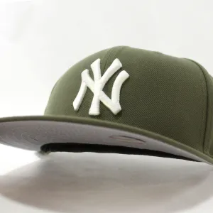 New York Yankees New Era 59Fifty Fitted Hat (Olive Gray Under Brim)