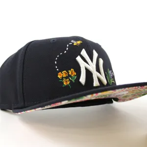 New York Yankees WATER COLOR FLORAL New Era 59Fifty Fitted Hat (Navy Floral Under Brim)