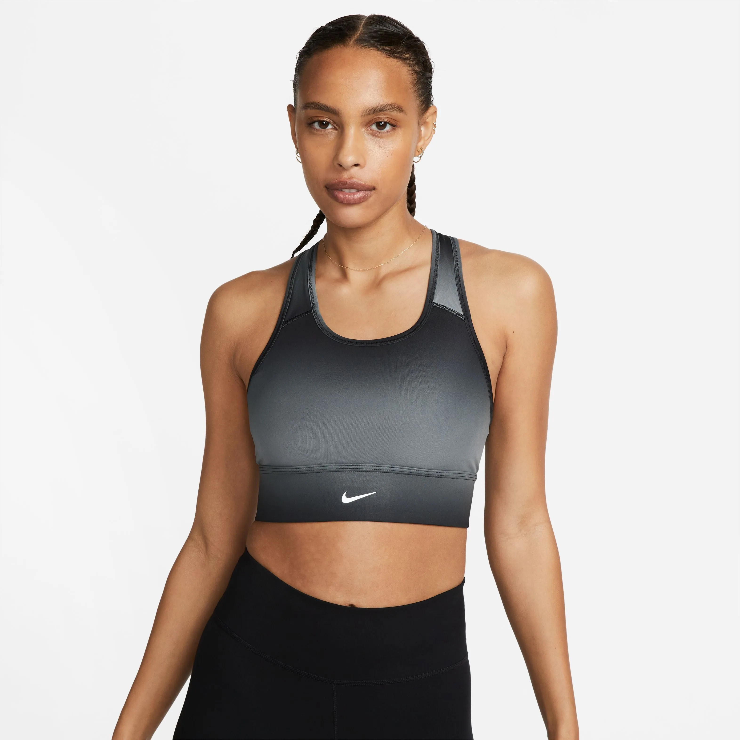 Nike - Swoosh Run Medium-Support Longline Padded Sports Bra - Femme