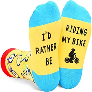 Novelty Bike Socks For Boys Girls, Funny Bike Gifts, Bicycle Lover Gift, Unisex Pattern Socks for Kids, Funny Socks, Cute Socks, Fun Bike Themed Socks, Gifts for 7-10 Years Old
