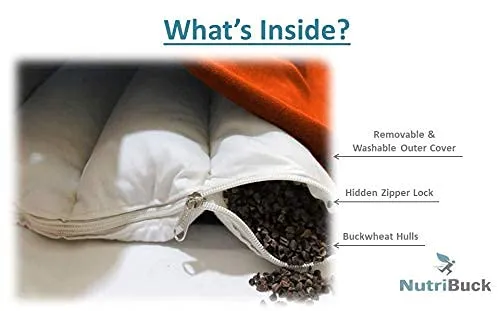 NutriBuck™ | Meditation | Yoga | Cushion | (Zabuton Mat) | Filled with Buckwheat Hulls (Orange)