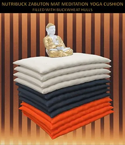 NutriBuck™ | Meditation | Yoga | Cushion | (Zabuton Mat) | Filled with Buckwheat Hulls (Orange)