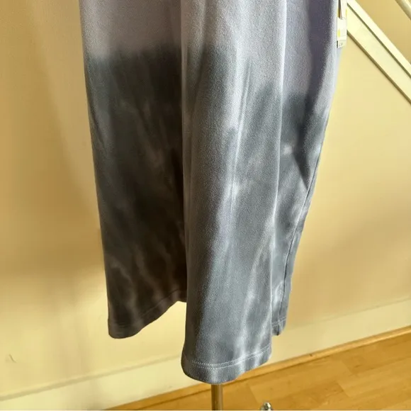NWT Zella Tie Dye T-Shirt Short Sleeve Terry Fleece Midi Dress Purple Gray 2X