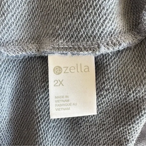 NWT Zella Tie Dye T-Shirt Short Sleeve Terry Fleece Midi Dress Purple Gray 2X