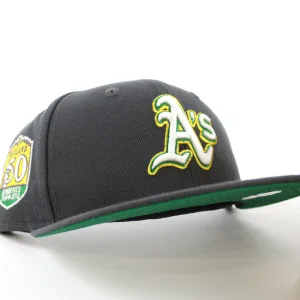 Oakland Athletics 1989 World Series Battle of The Bay New Era 59Fifty Fitted Hat (GITD Dark Grey Green Under Brim)