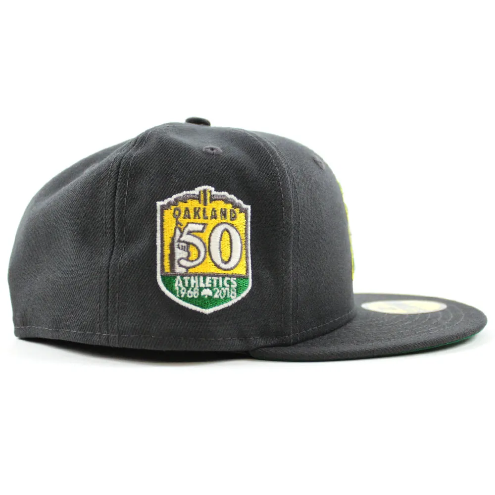 Oakland Athletics 1989 World Series Battle of The Bay New Era 59Fifty Fitted Hat (GITD Dark Grey Green Under Brim)
