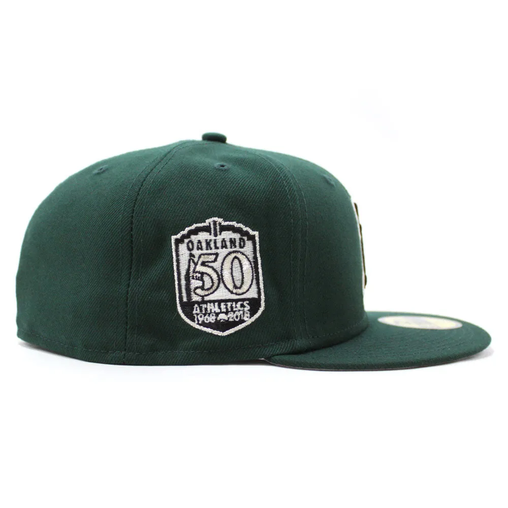 Oakland Athletics 50TH ANNIVERSARY New Era 59Fifty Fitted Hat (Glow in the Dark Green Gray Under Brim)
