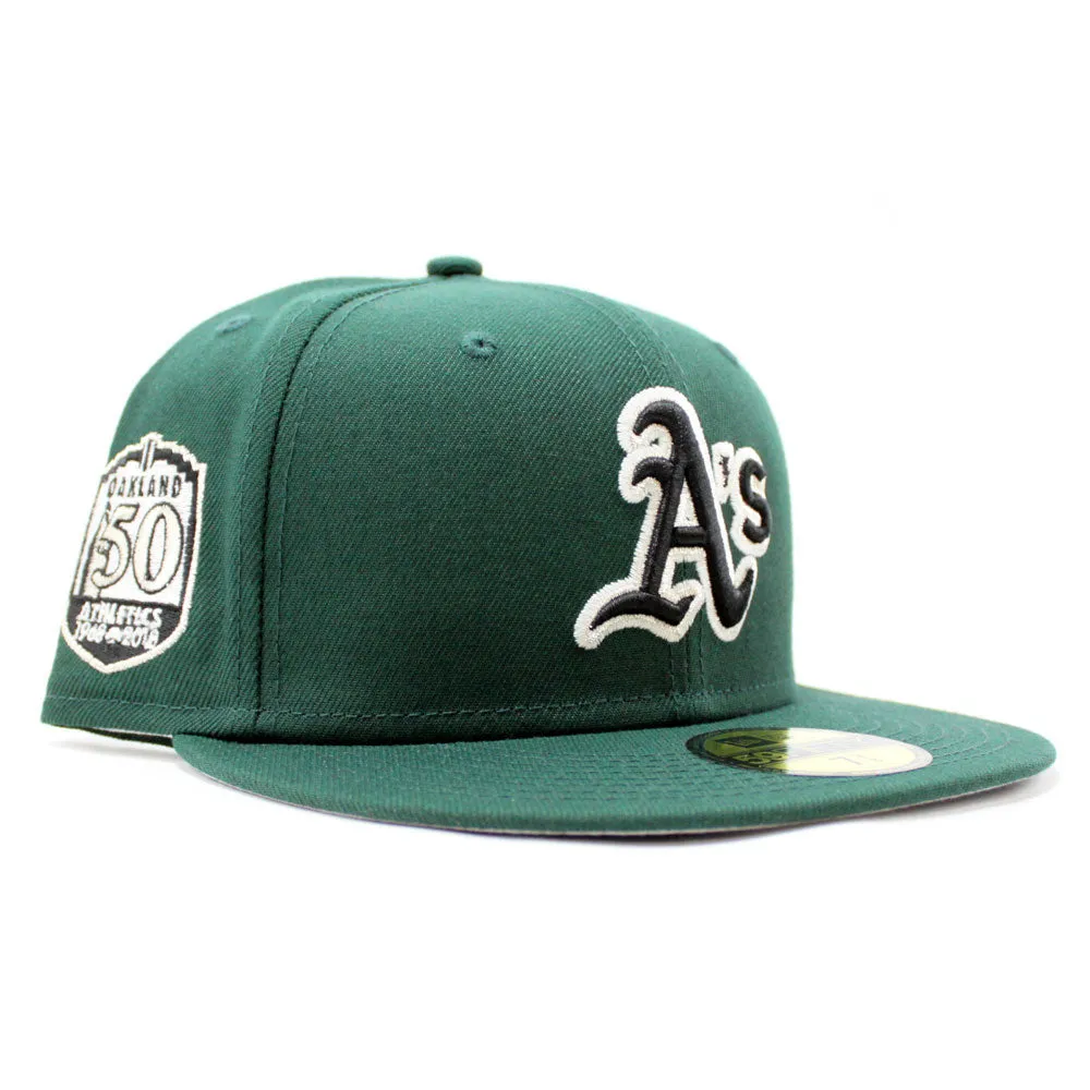 Oakland Athletics 50TH ANNIVERSARY New Era 59Fifty Fitted Hat (Glow in the Dark Green Gray Under Brim)