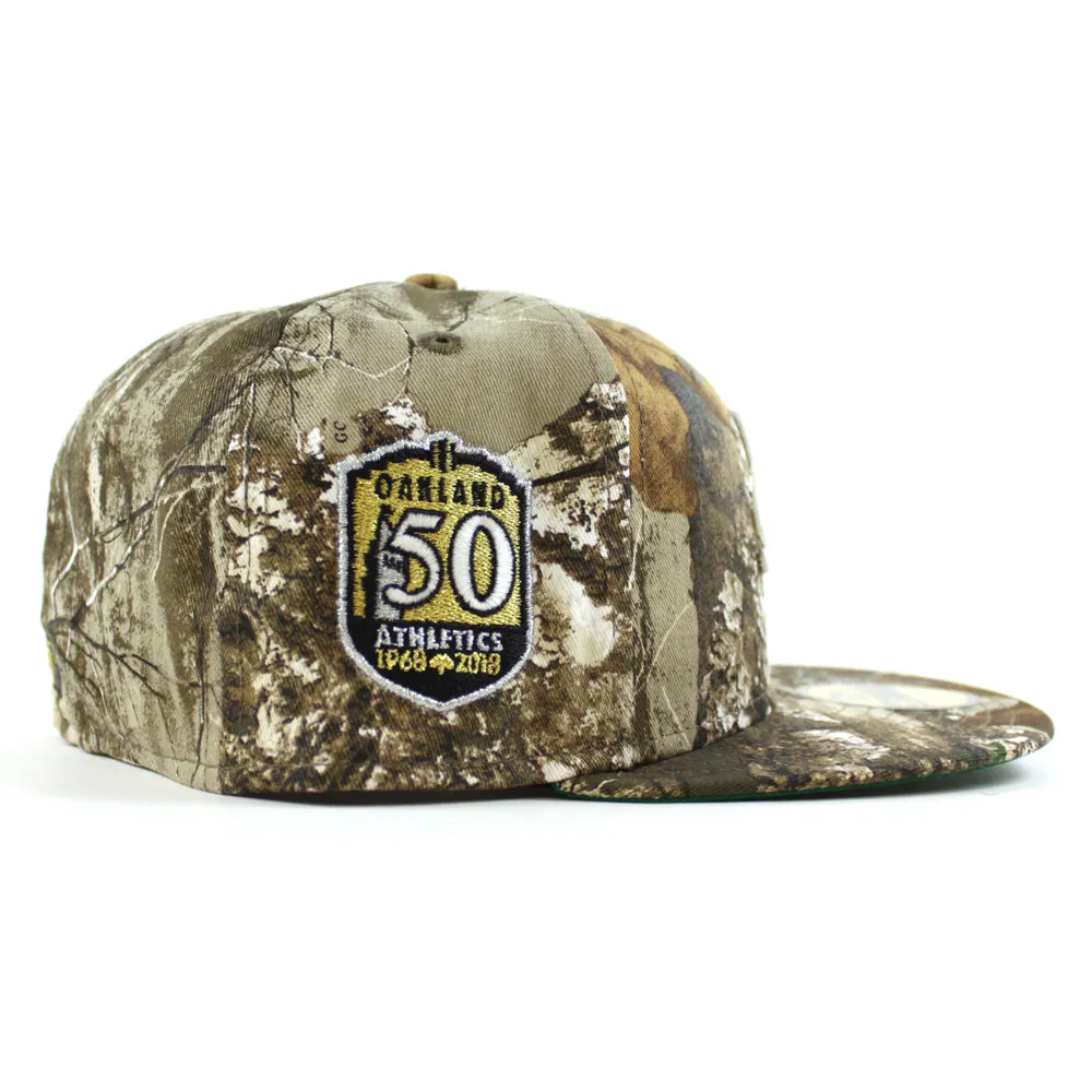 Oakland Athletics 50th Anniversary New Era 59Fifty Fitted Hat (RealTree Camo Green Under Brim)
