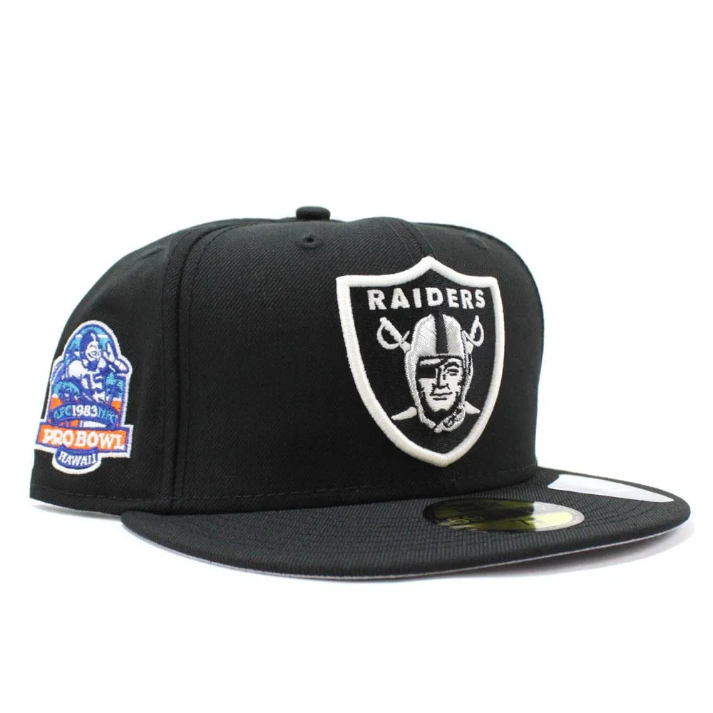 Oakland Raiders 1983 PRO BOWL New Era 59Fifty Fitted Hat V2 (Glow in the Dark Gray Under Brim)