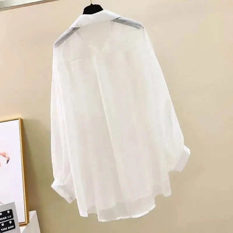 Obsidian Phoenix Sheer Chiffon Sunscreen Shirt Harajuku Style Blouse