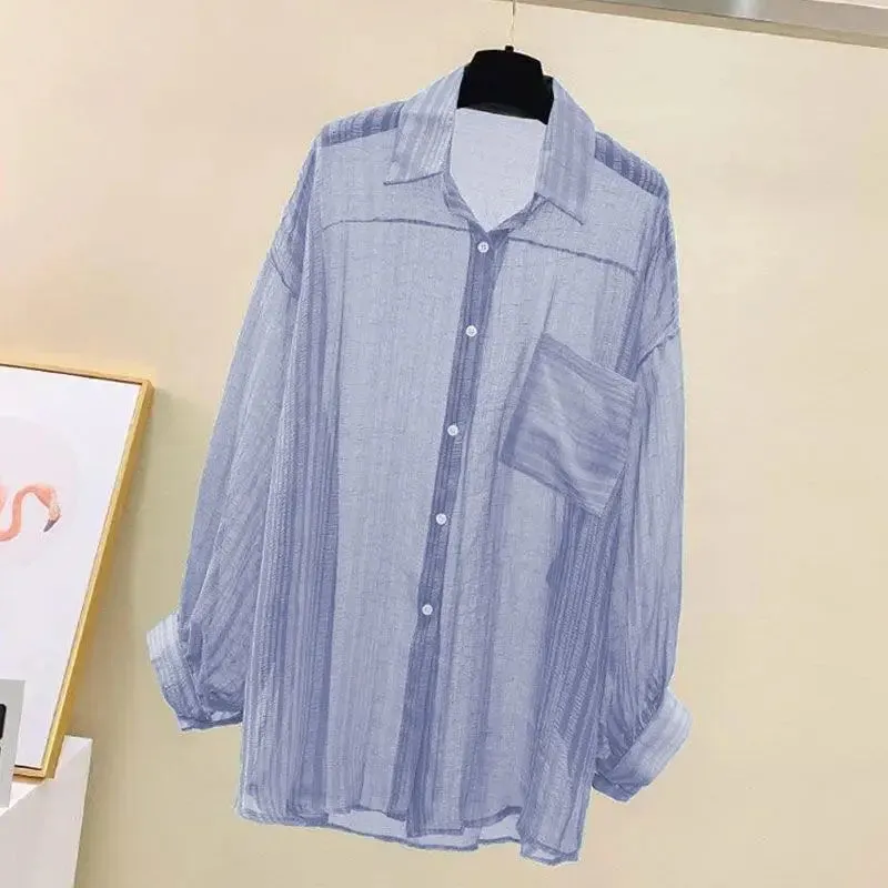 Obsidian Phoenix Sheer Chiffon Sunscreen Shirt Harajuku Style Blouse