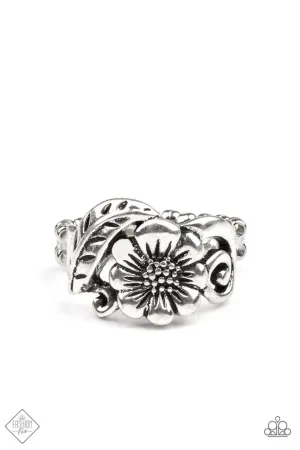Oceanside Orchard - Silver - Flower Paparazzi Ring - May 2021 Simply Santa Fe
