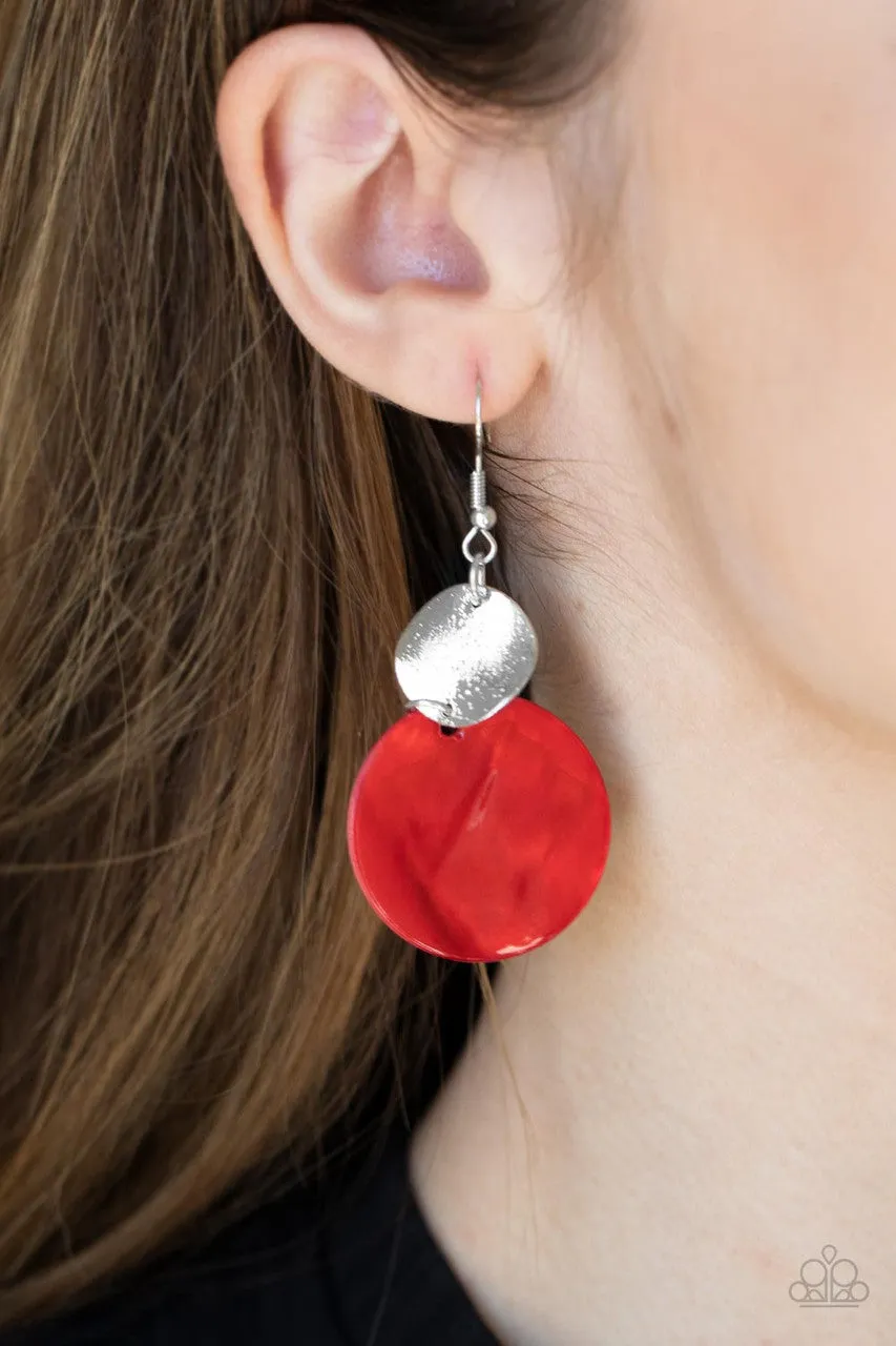 Opulently Oasis Red Paparazzi Earrings