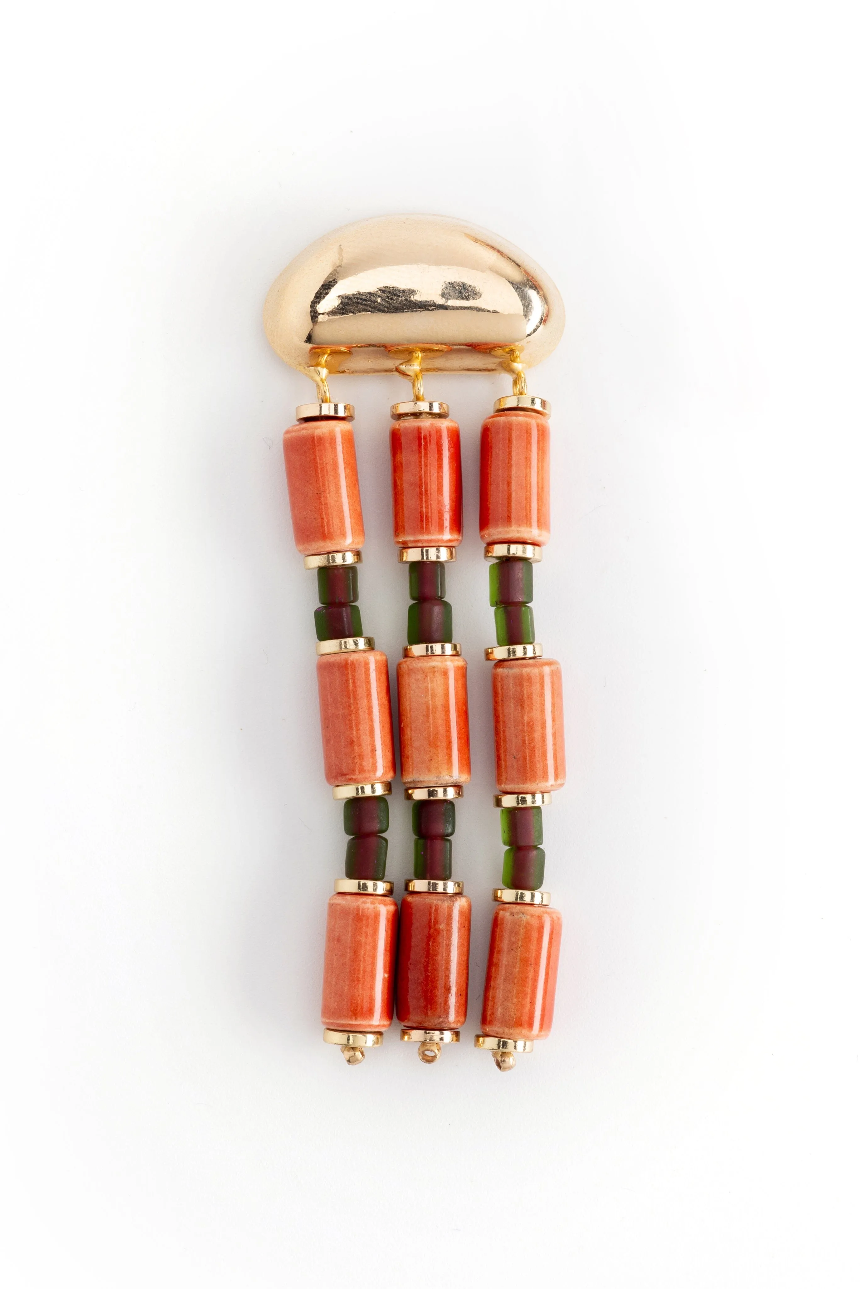 Orange Fringe Beaded Earrings