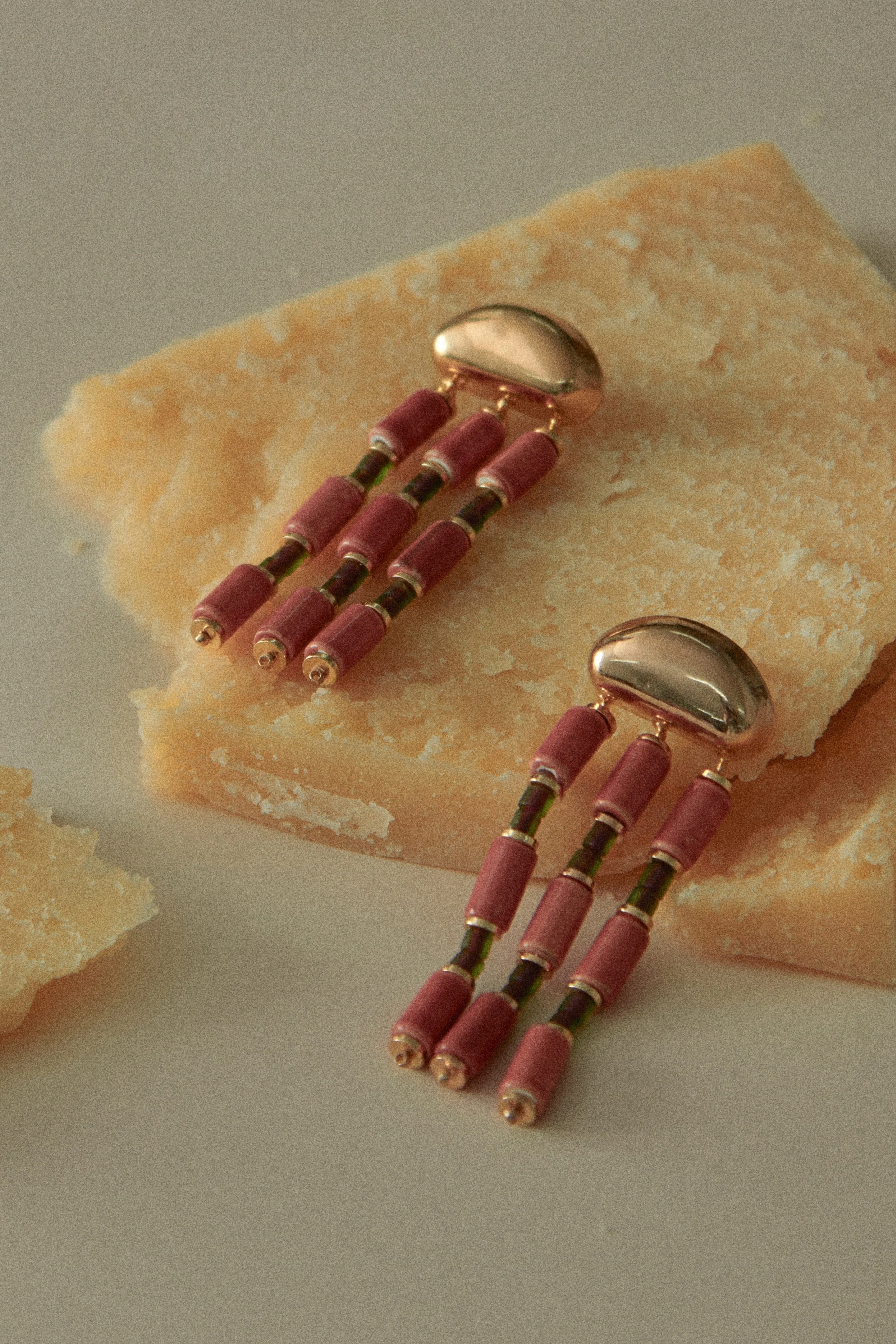 Orange Fringe Beaded Earrings