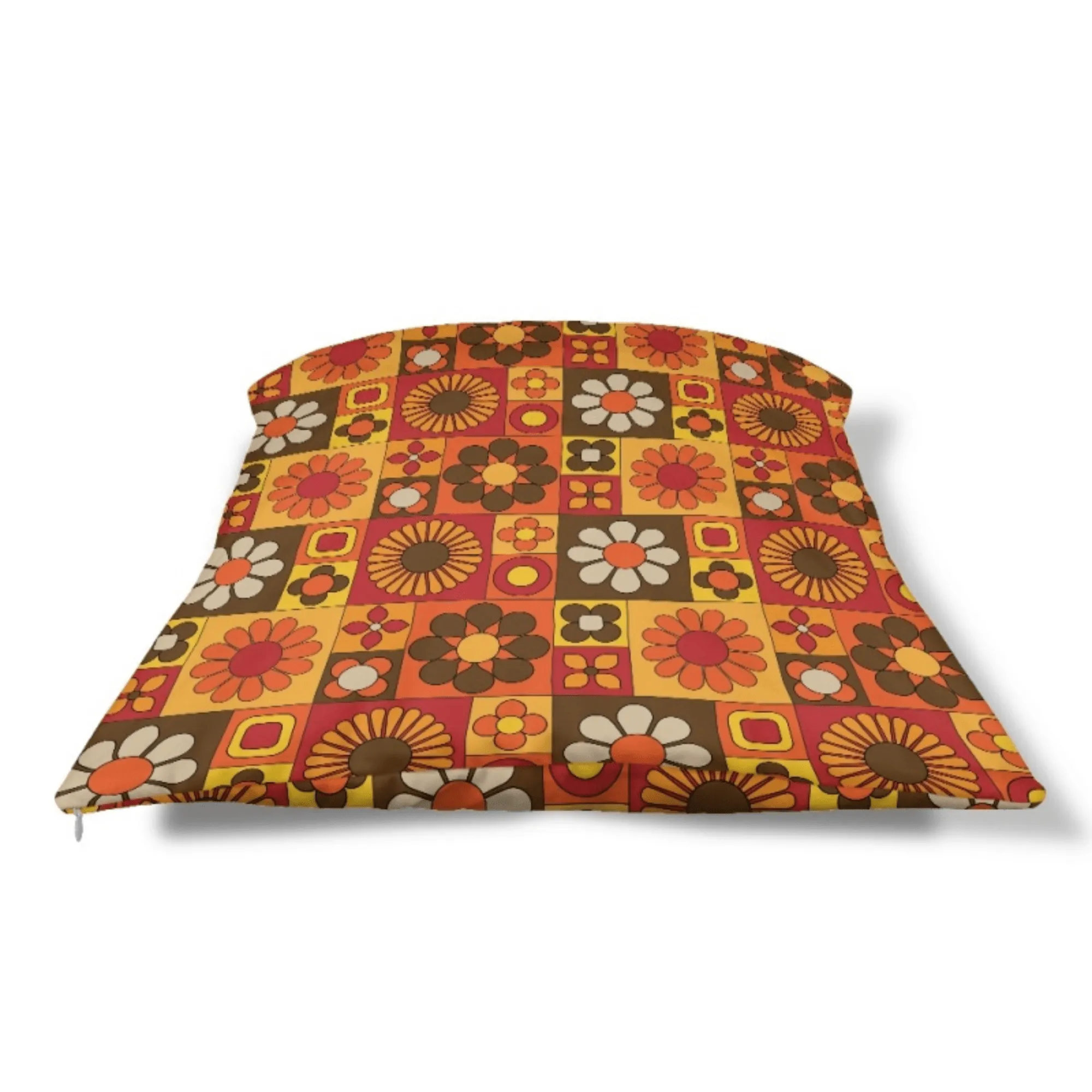 Orange Mod Daisy Faux Suede Throw Pillow Covers