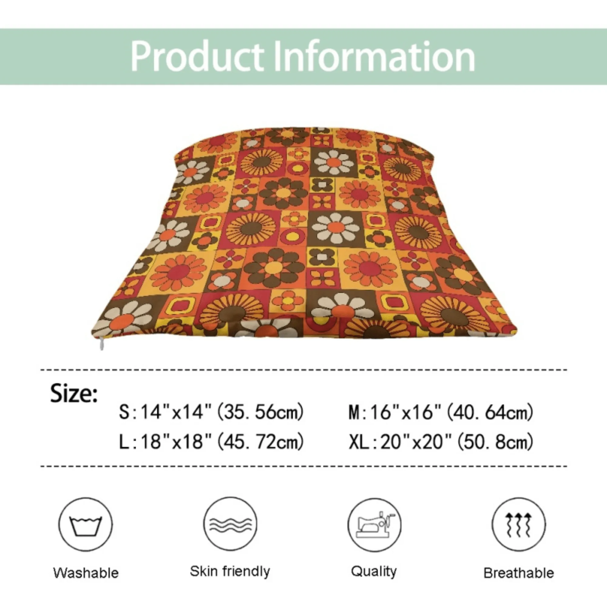 Orange Mod Daisy Faux Suede Throw Pillow Covers