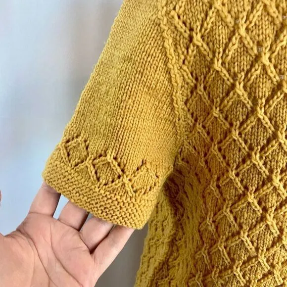 Original &amp; Rare Mod Vintage 1960's Handmade Crocheted Knitted Mini Dress Mustard
