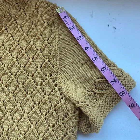 Original &amp; Rare Mod Vintage 1960's Handmade Crocheted Knitted Mini Dress Mustard
