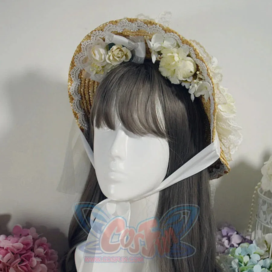 Original Elegant and Classic Lolita Flowers Straw Hat