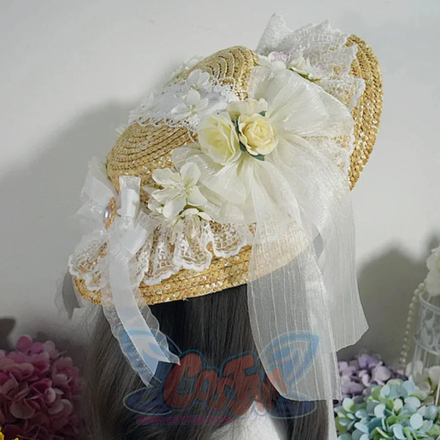 Original Elegant and Classic Lolita Flowers Straw Hat