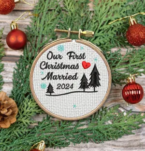 Our First Christmas Married 2024 Embroidered Christmas Ornaments