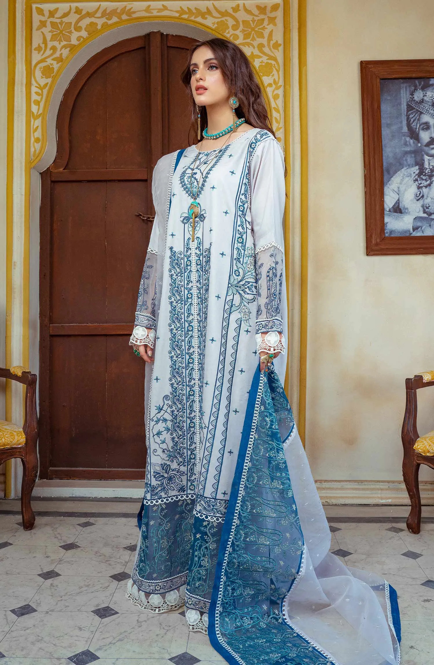 Pakistani Embroidered Punjabi Suit in Salwar Kameez Style