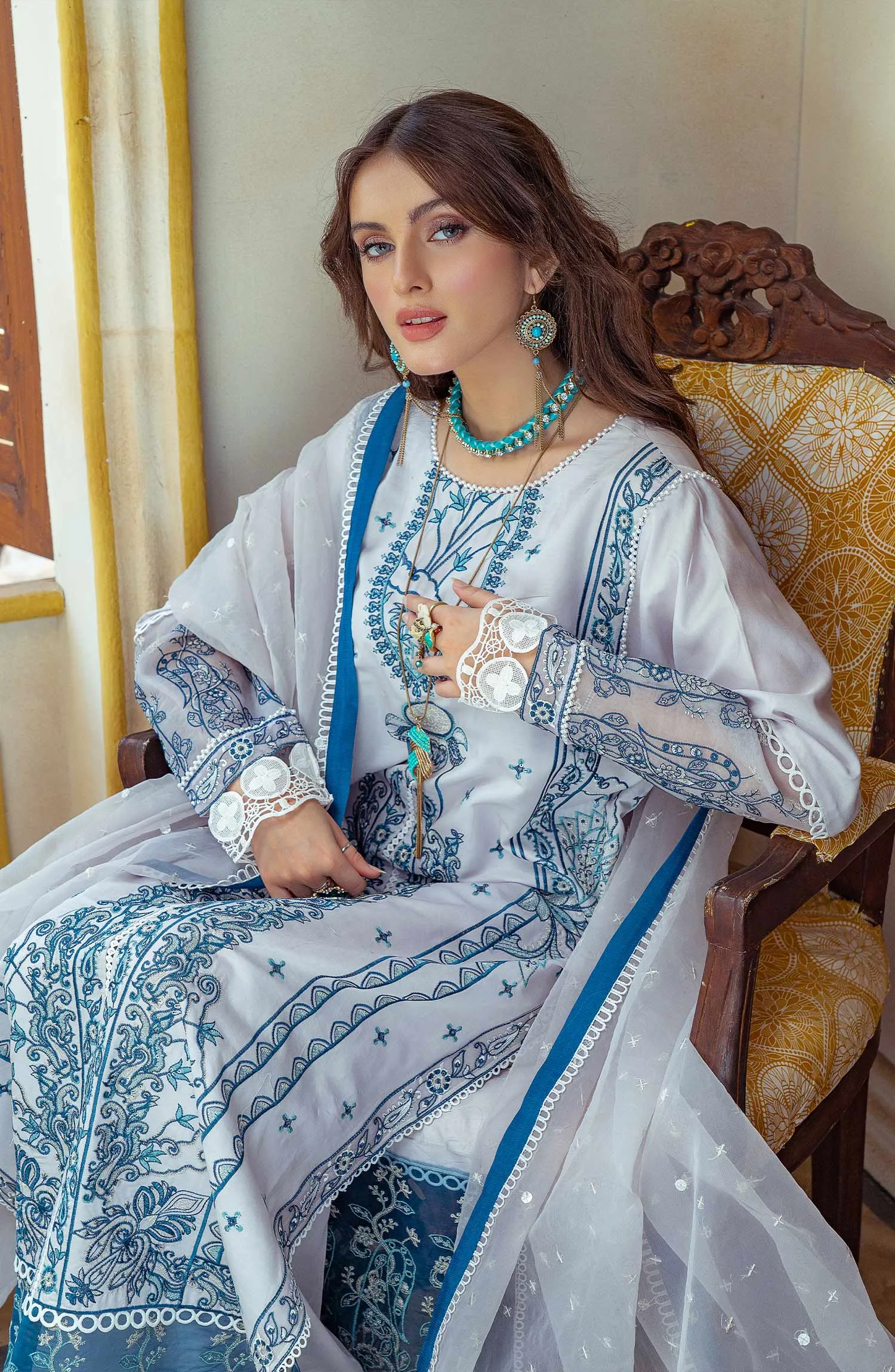 Pakistani Embroidered Punjabi Suit in Salwar Kameez Style