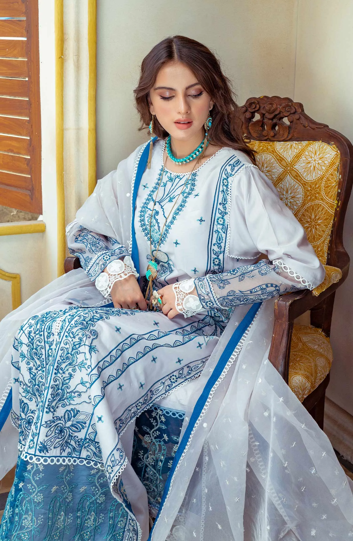 Pakistani Embroidered Punjabi Suit in Salwar Kameez Style