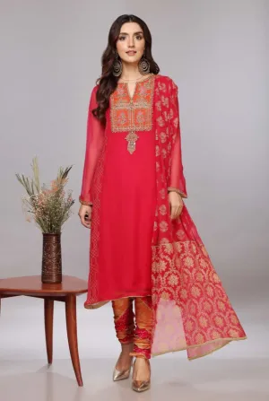 Pakistani Party Dress in Pink Kameez Trouser Style