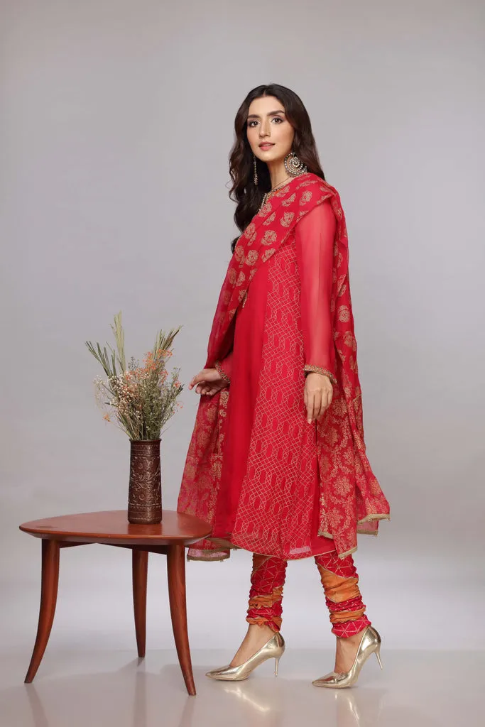Pakistani Party Dress in Pink Kameez Trouser Style