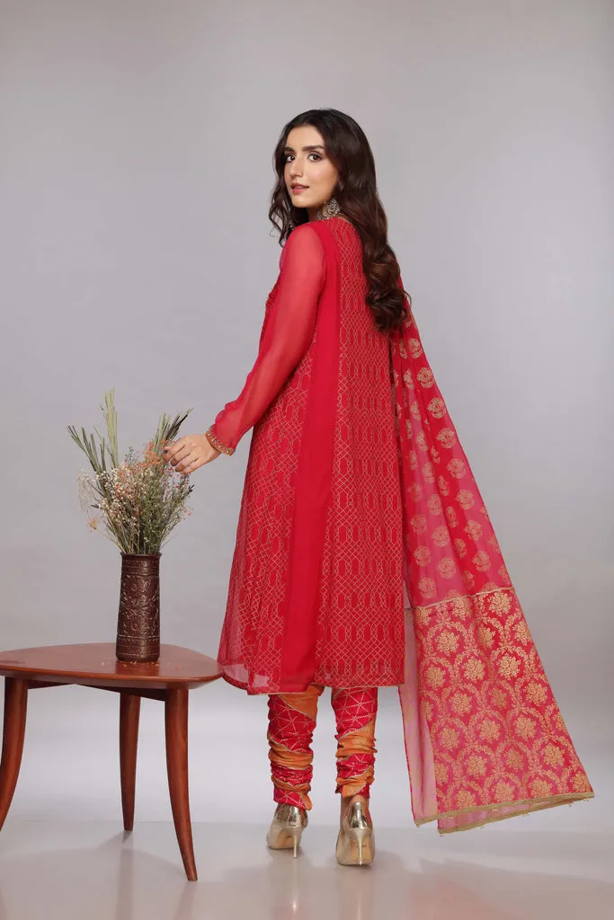Pakistani Party Dress in Pink Kameez Trouser Style