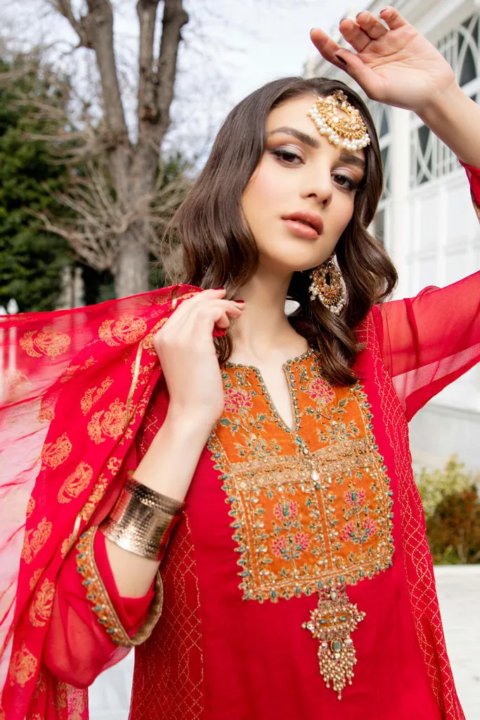 Pakistani Party Dress in Pink Kameez Trouser Style