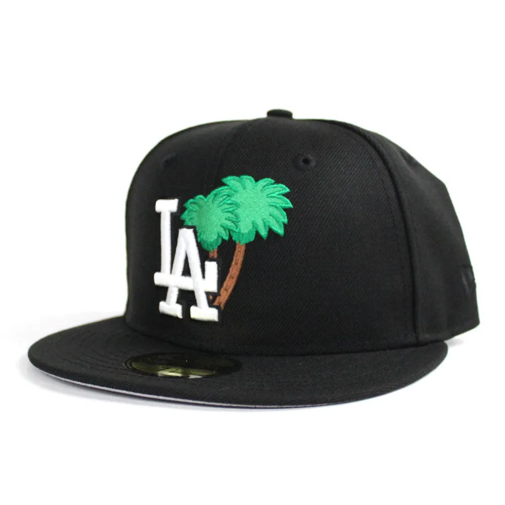 Palm Tree Los Angeles Dodgers New Era 59Fifty Fitted Hat (Black Gray Under Brim)