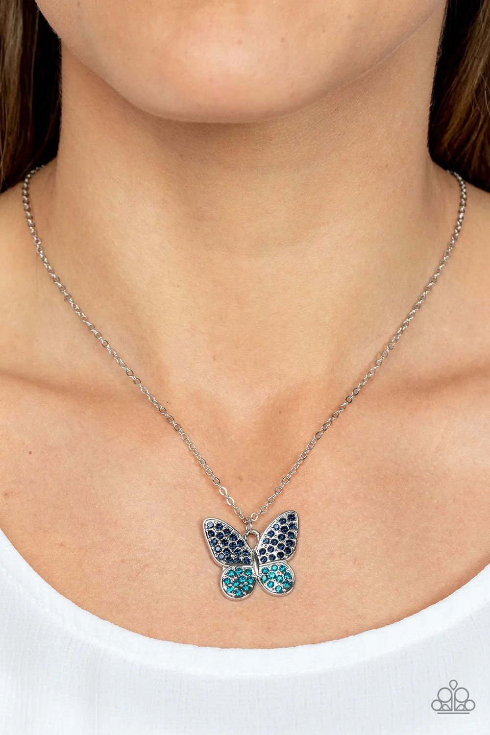 Paparazzi Flutter Forte - Blue Butterfly Necklace