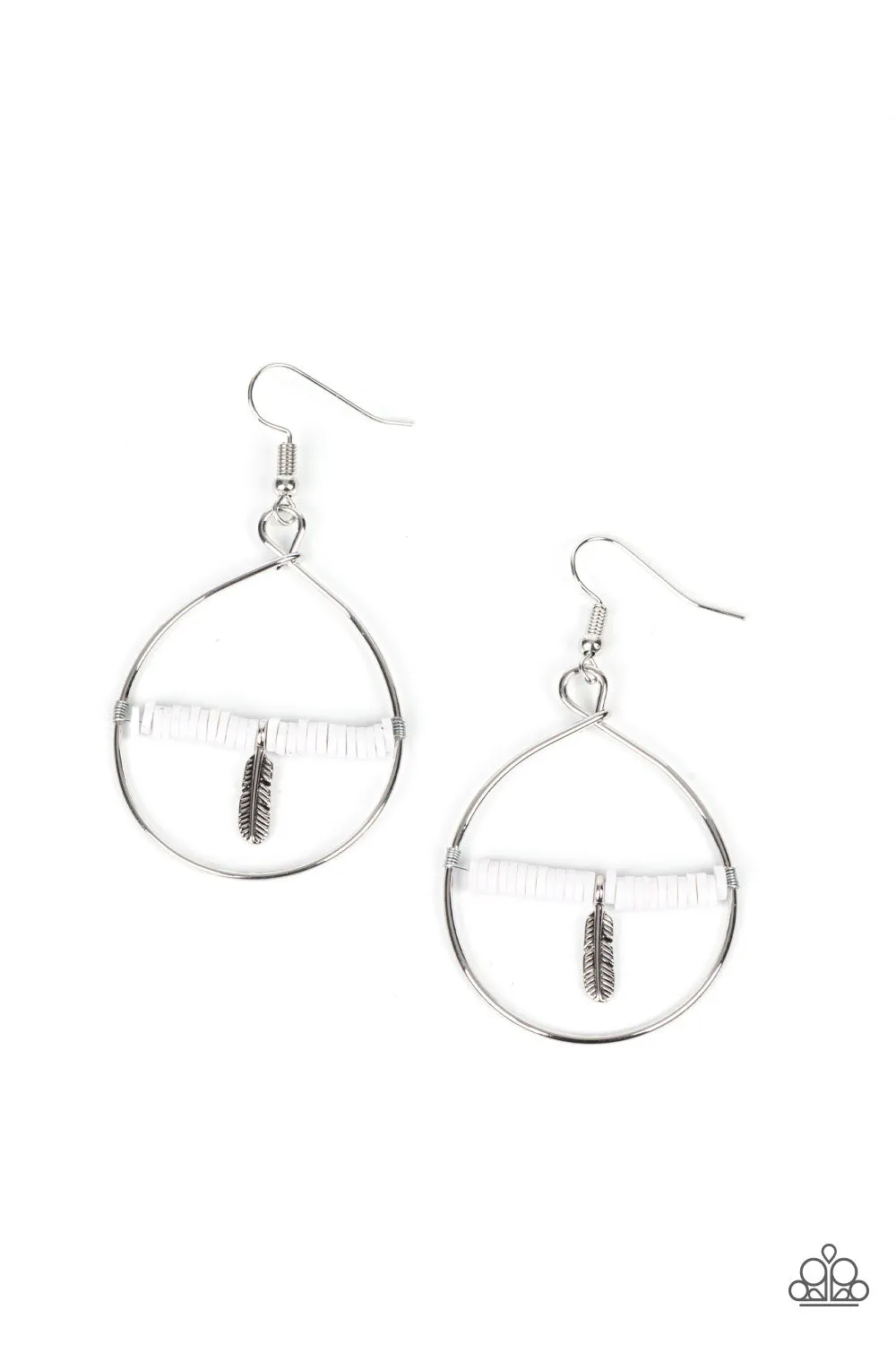 Paparazzi - Free Bird Freedom - White Earrings