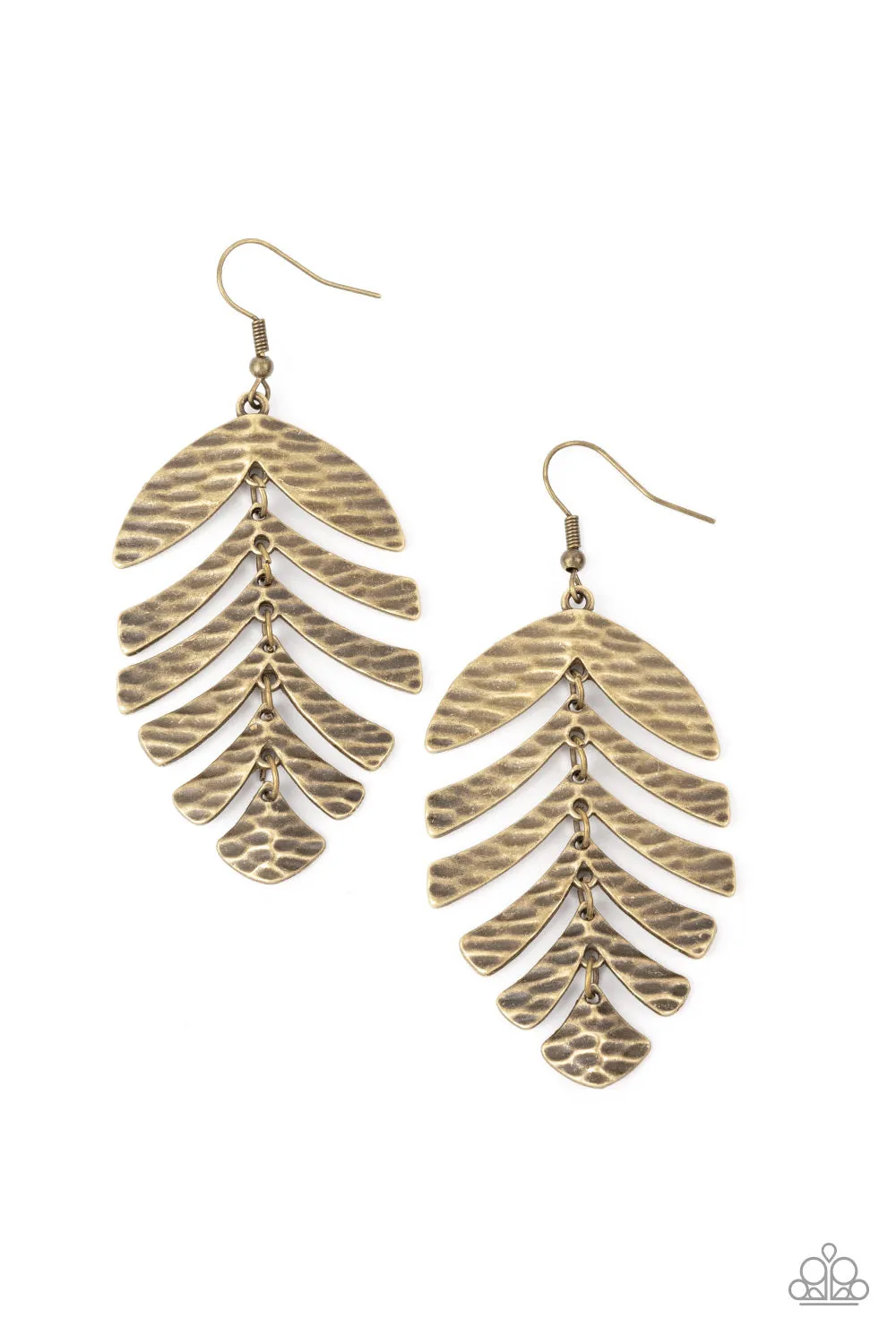 Paparazzi Palm Lagoon - Brass Leaf Earrings