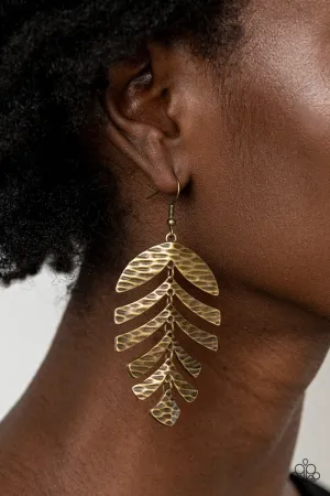 Paparazzi Palm Lagoon - Brass Leaf Earrings