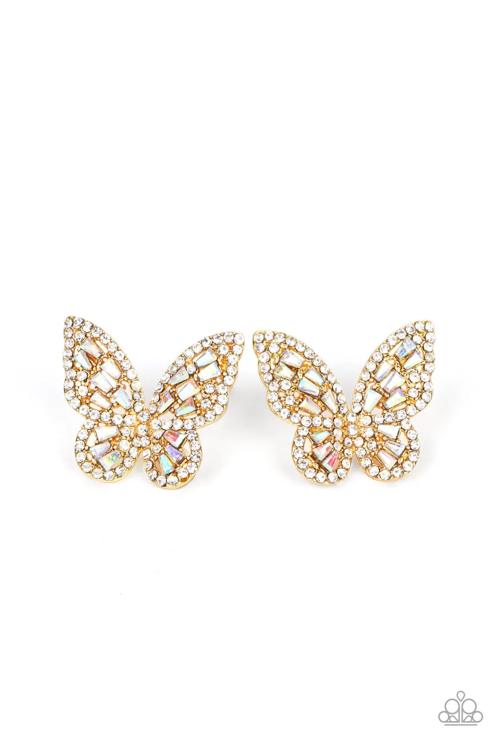 Paparazzi Smooth Like FLUTTER - Gold Butterfly Earrings