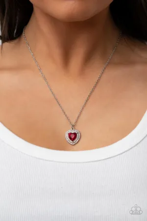 Paparazzi Taken with Twinkle - Red Heart Necklace