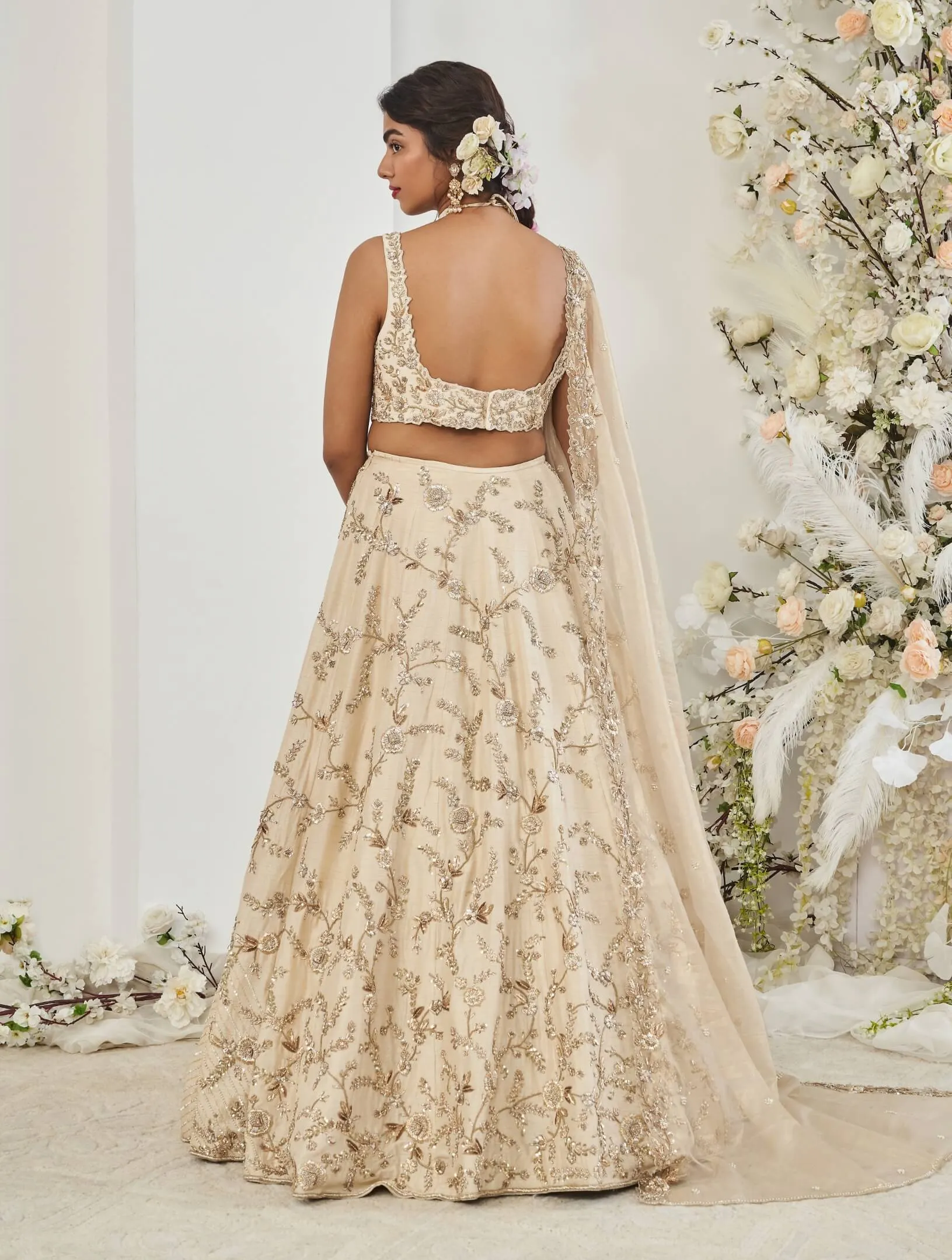 Parul beige gold lehenga set