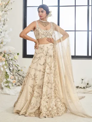 Parul beige gold lehenga set