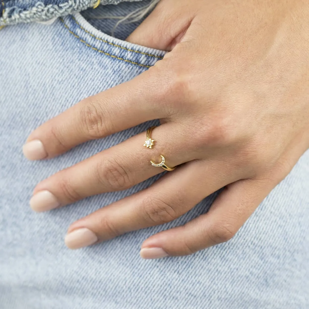 Pavé Moon & Star Ring