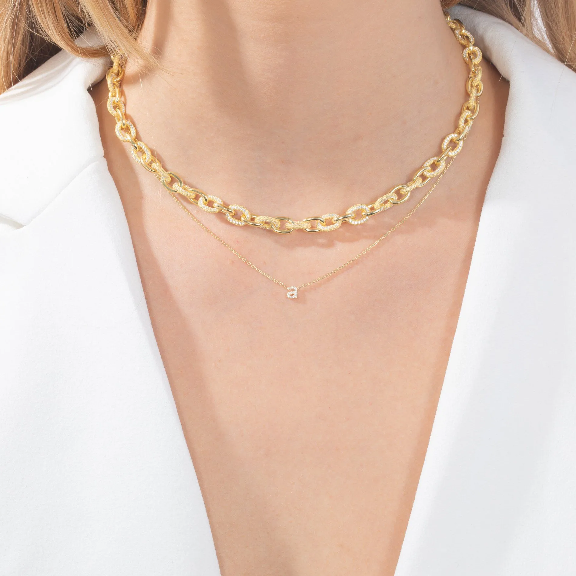 Pavé Round Link Necklace