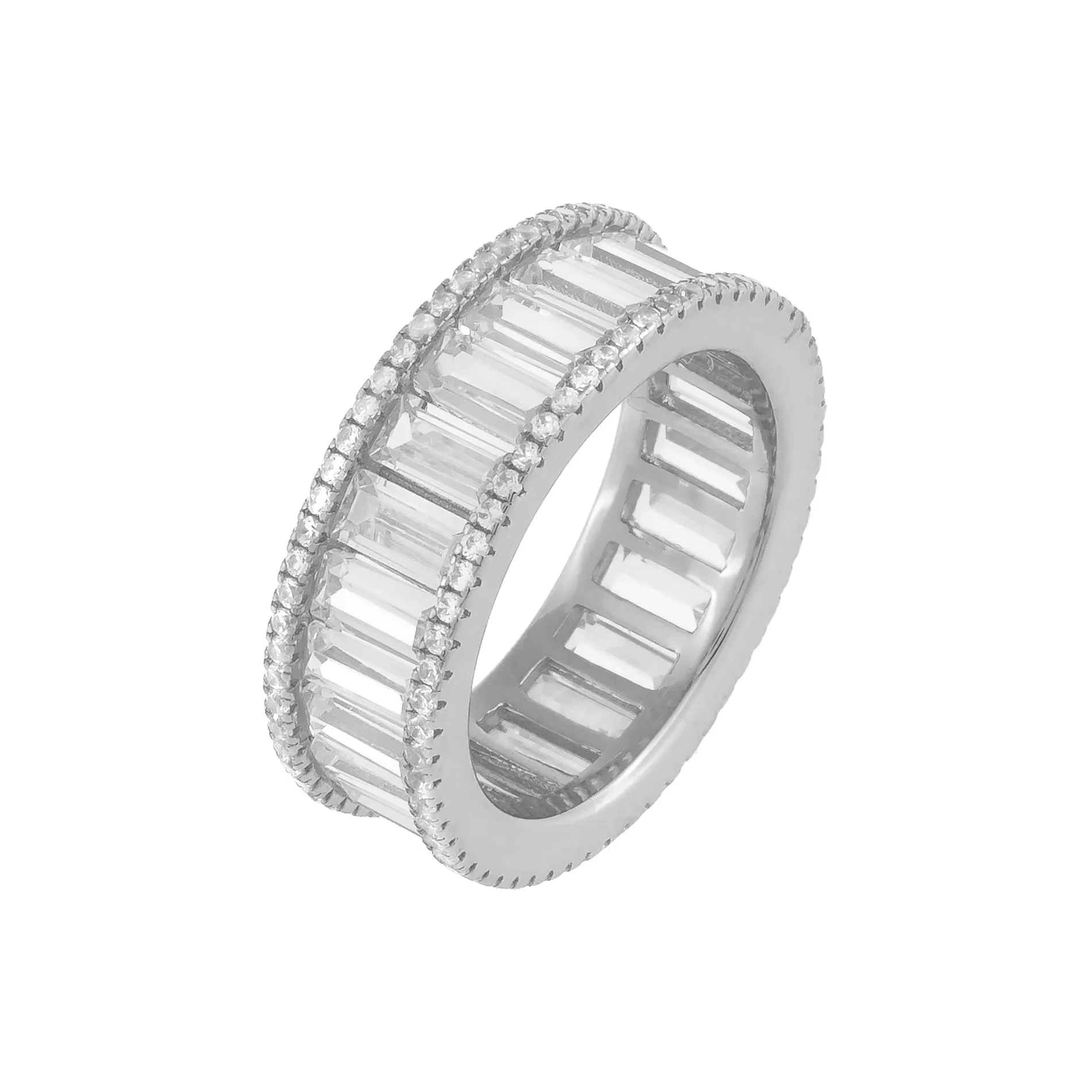 Pavé X Baguette Eternity Band