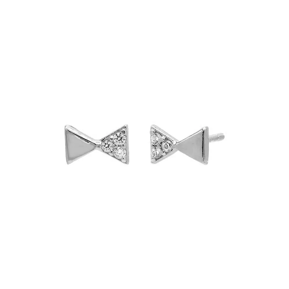 Pave/Solid Double Triangle Stud Earring
